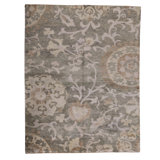 Hand Knotted Wool Area Rug in Grey
