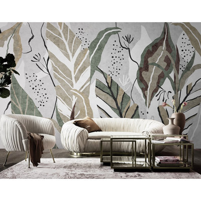 Botanic Leaves Wallpaper Realistic Art Mural