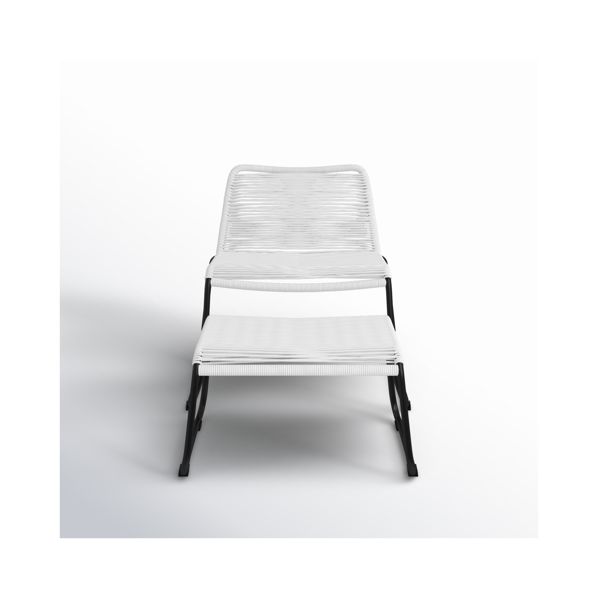 Huron Patio Chair with Ottoman, White Cord