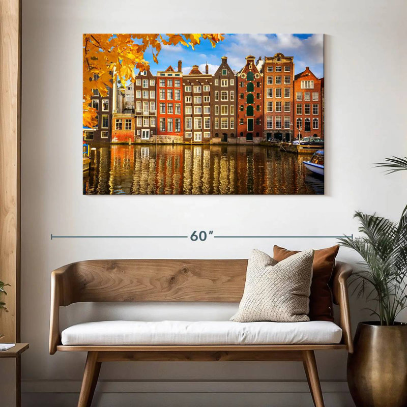 Bâtiments de Sireci au canal Amsterdam, H 32 po x l 48 po
