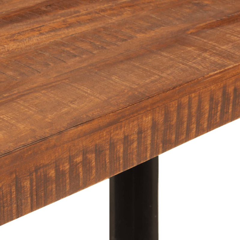 Melecio Mango Rectangular Wood Top Dining Table with Wood Base, Honey Brown