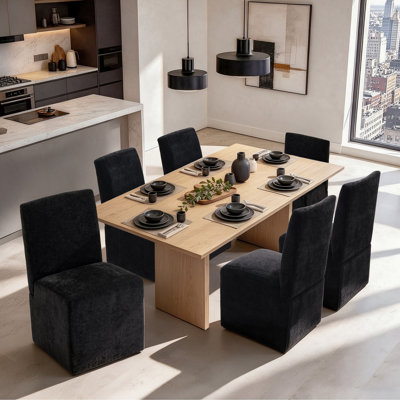 Chaise de salle à manger latérale rembourrée à dossier haut avec roulettes (ensemble de 6)