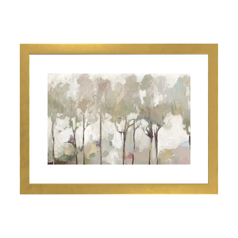 "Soft pastel Forest" par Allison Pearce, reproduction d’art, Blanc, Papier encadré doré, H 16 po x l 24 po x P 1 po
