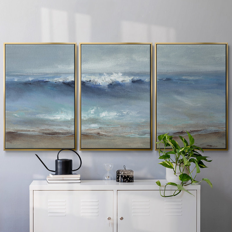 «Northeast Wind», reproduction sur toile 3 pièces, Encadrement doré, H 24 po x l 48 po x P 2 po