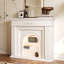 Foyer électrique en bois massif beige-1867145310