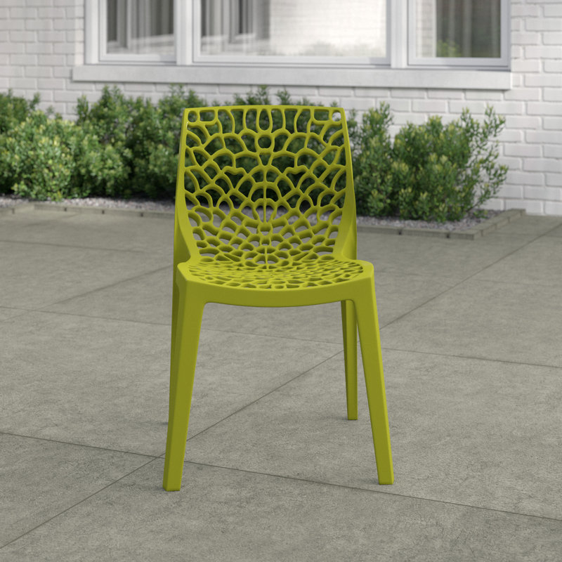 Rian Stacking Patio Dining Side Chair, Green