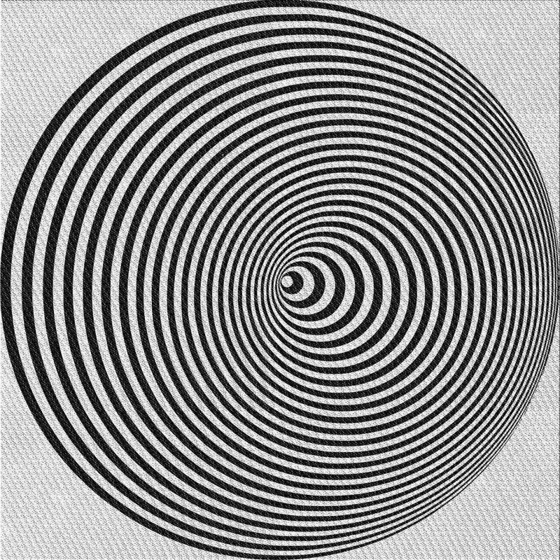 Tapis noir/blanc à motifs, Carré 8 pi