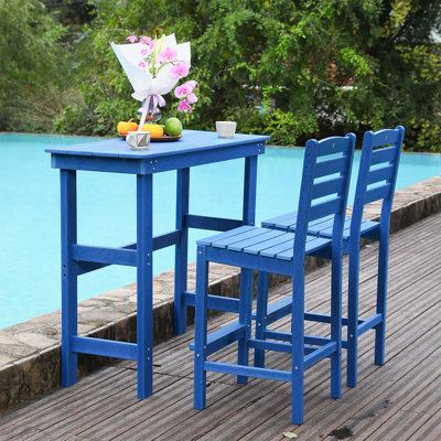 Table de bar et de salle à manger en PEHD toutes saisons, bleu marine, imperméable et résistante à la corrosion pour une utilisation durable