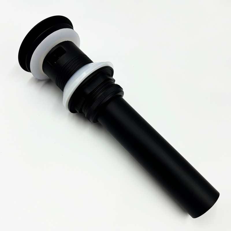 Robinet à poignée simple pour évier de salle de bain avec bonde escamotable et trop-plein en acier inoxydable noir mat