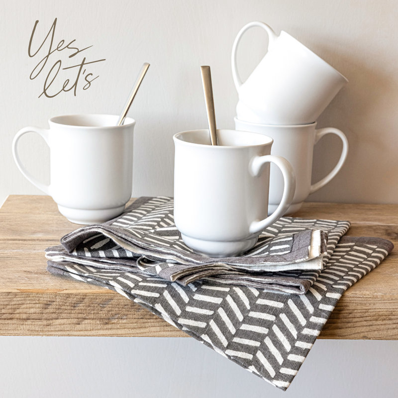 over&back Hand-Blocked Napkins, Set of 4, Gray Herringbone