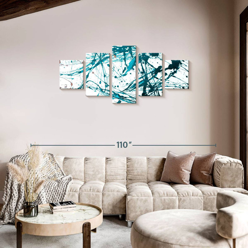 Avery Teal Abstract, 34" H x 74" W