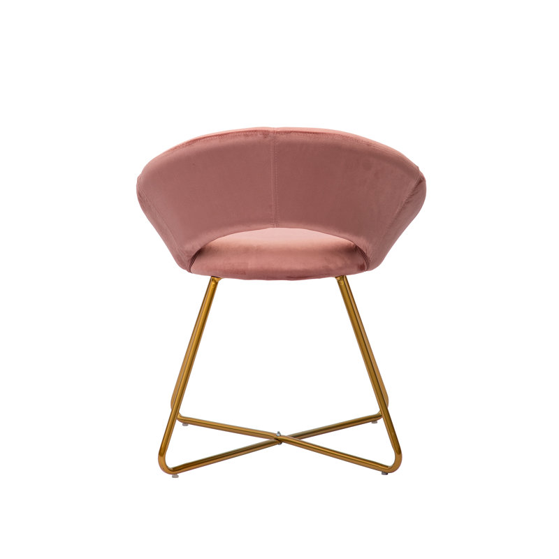 Colmar Velvet Accent Chair with Metal Legs, Rose