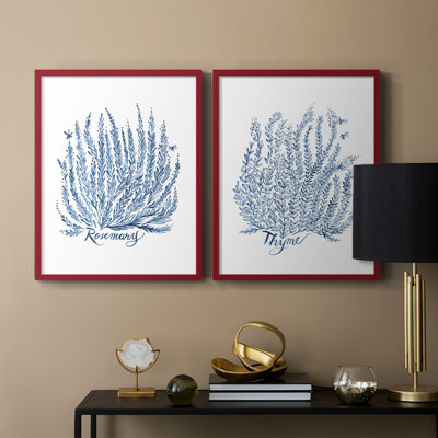 «Summer Herb Garden Sketches III», reproduction encadrée de qualité supérieure - prête à être accrochée - aucun clou requis - aucun clou requis