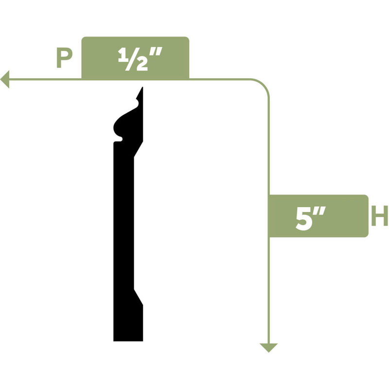 Moulure couronnée H 5 po x l 96 po x P 1/2 po