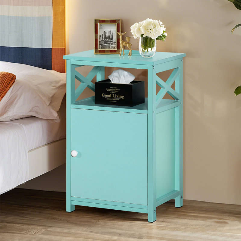 Blevens 16'' W Metal Nightstand, Blue, Individual