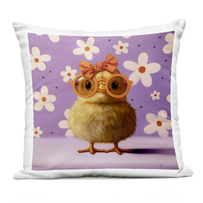 Bow Peep Groovy Chick Outdoor Printed Pillow, design by Lucia Heffernan, 18 x 7 x 18