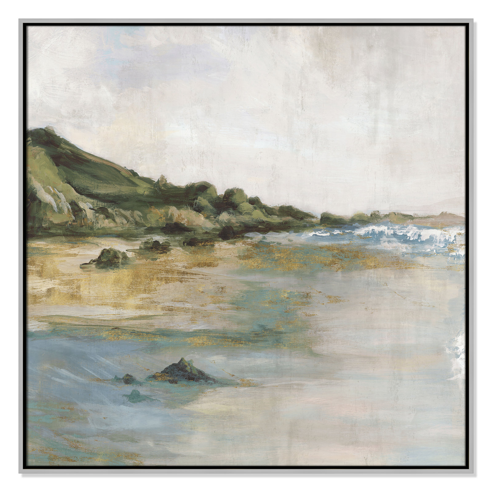 Tide’s Edge Print by , 37.5" H x 37.5" W, Silver