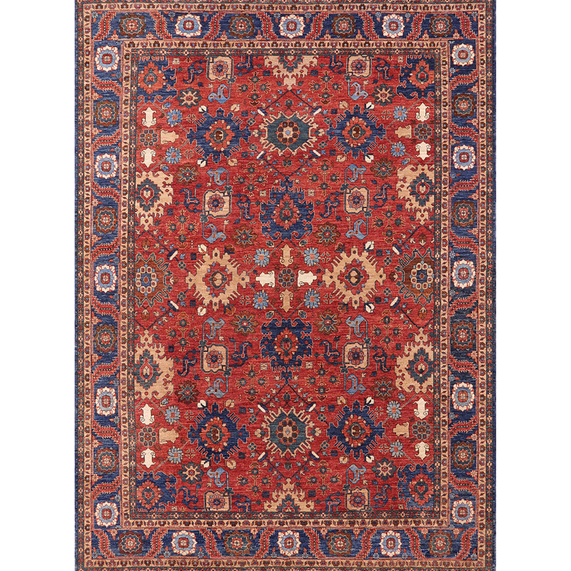 Tapis oriental rouge / bleu / beige Hardinsburg, Carré 5 pi