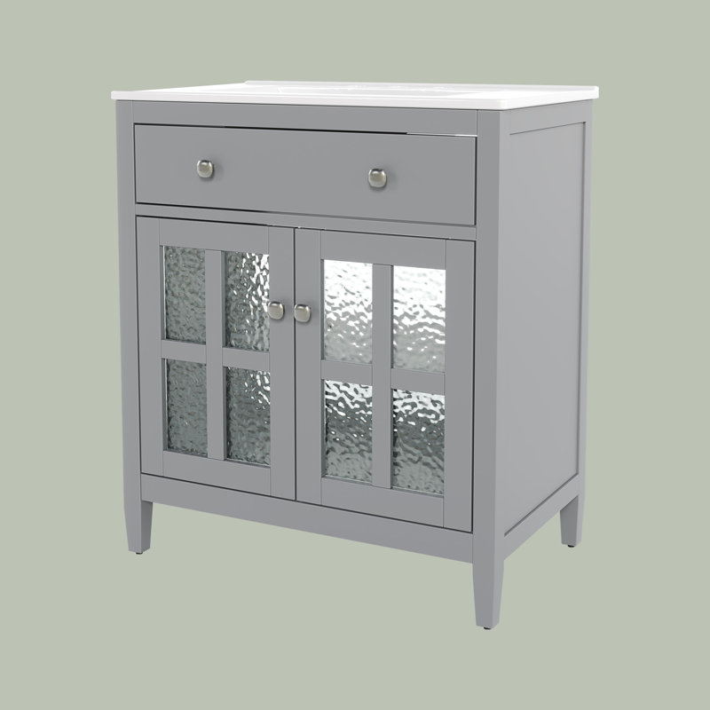 Meuble-lavabo 30 po avec lavabo en céramique, Gris