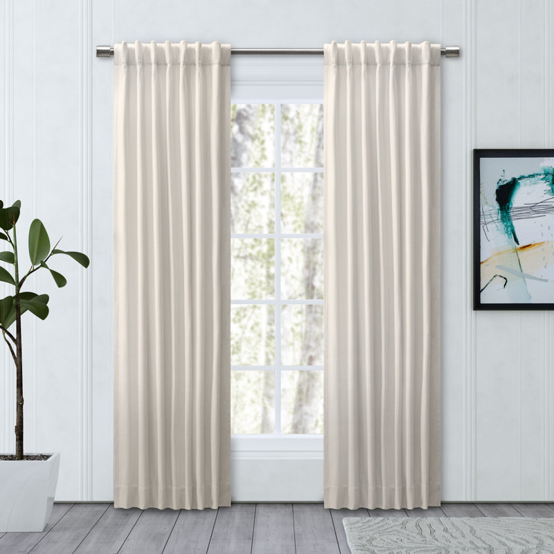 LeeRoy 100% Sustainable Cotton Blend Chevron Texture Room Darkening Thermal Triple-Lined Rod Pocket Panel, Ivory