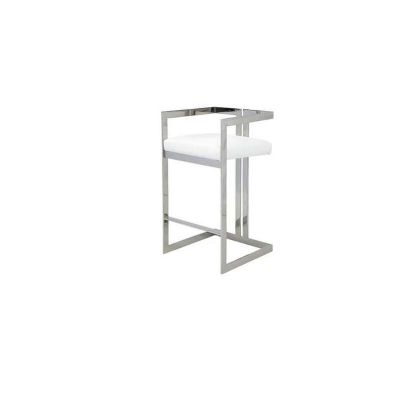 Steel Accent Stool, Chrome, White