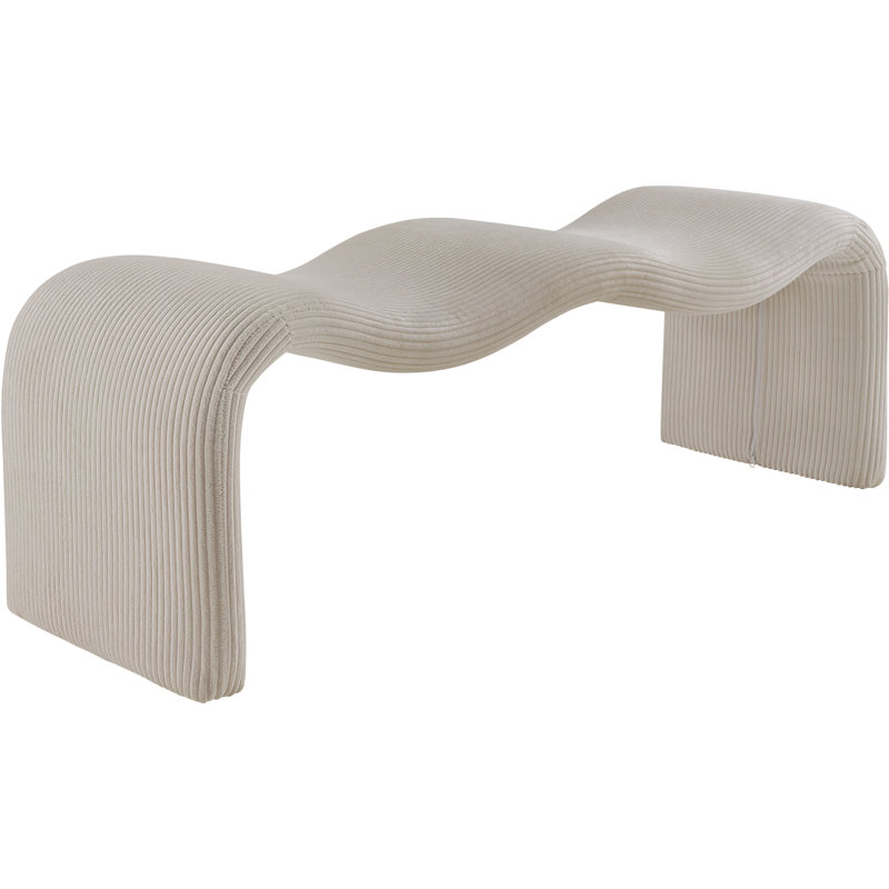 Willow Fabric Bench, Beige Microsuede Corduroy Fabric