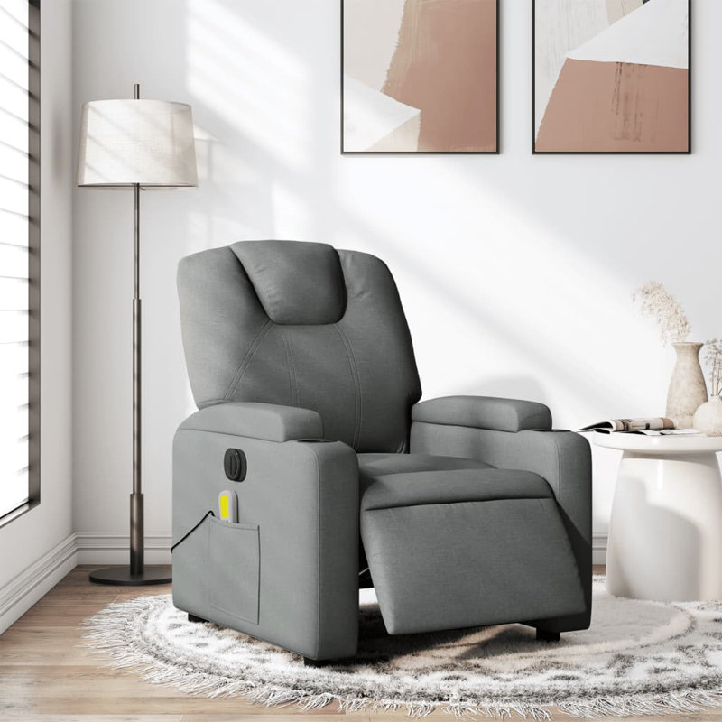 vidaXL Recliner Chair, Adjustable Backrest/ Footrest, Dark Gray Polyester, Power