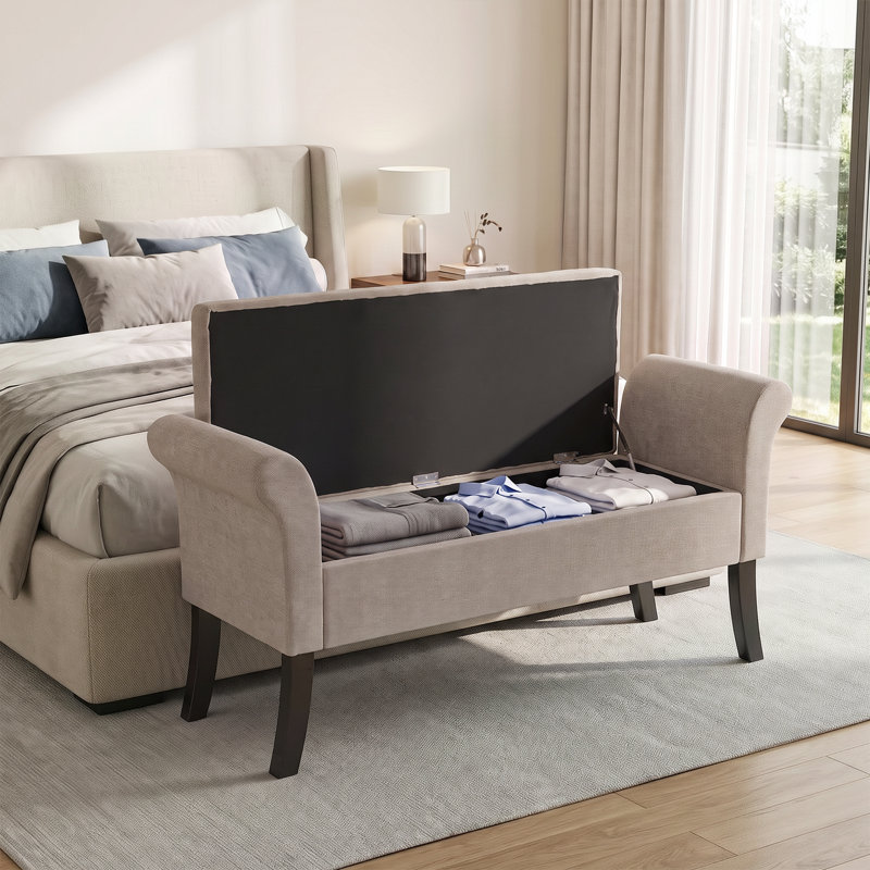 Banc rembourré avec repose-pieds, repose-pieds moderne en coton et lin, tabouret rectangulaire pour la chambre à coucher du salon