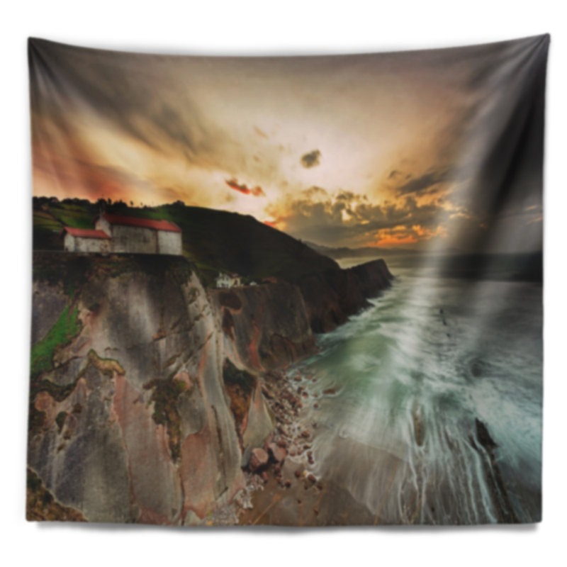 Tapisserie en polyester de mer mer avec accessoires suspendus en mer de mer en mer et accessoires inclus, H 68 po x l 80 po