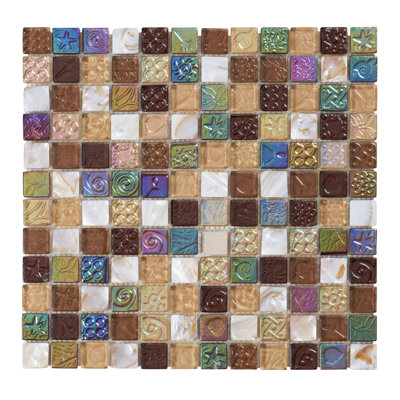Brown Mother Of Pearl Sell Iridescent Glass Mosaic Sheet Tile By Modket