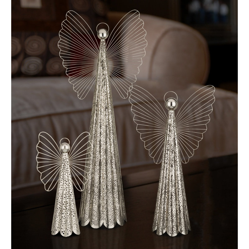 Décoration Contempo Angel, H 5,75 po x l 22 po x P 12,75 po, Argent argent