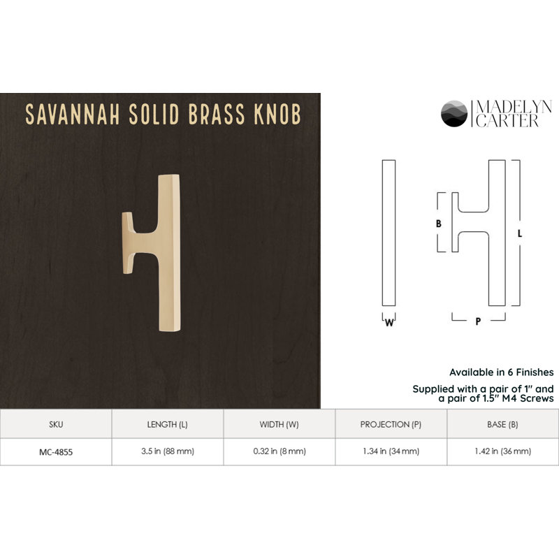 Madelyn Carter Gabrielle Solid Brass Offset Cabinet Pull - Finger Pull, Satin Brass