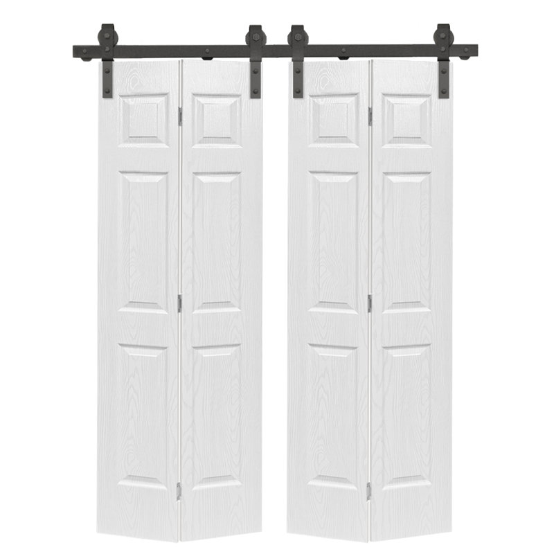 Portes de grange doubles en panneaux de fibres à densité moyenne composites avec ensemble de quincaillerie d'installation