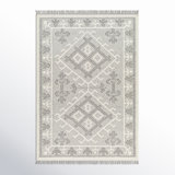 Saber Southwestern Flatweave Wool Area Rug in Gray/White