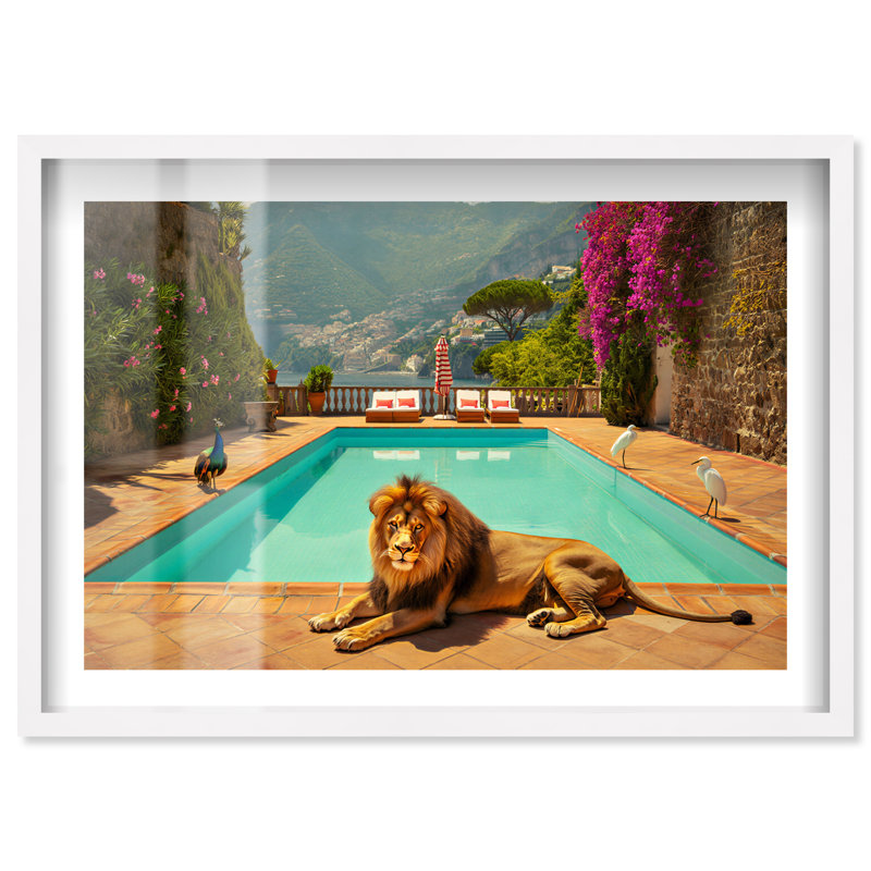 «Regal Oasis Shadowbox», art mural amusant par Notoriart, H 17 po x l 25 po, Cadre blanc