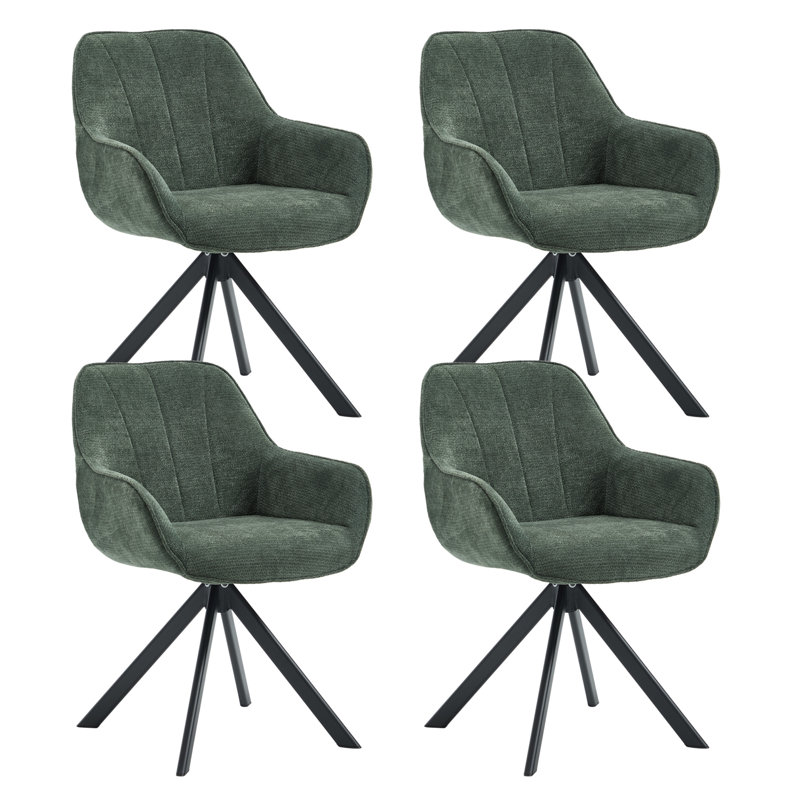 59cm Wide Upholstered Metal Side Chair (Set of 4), Green