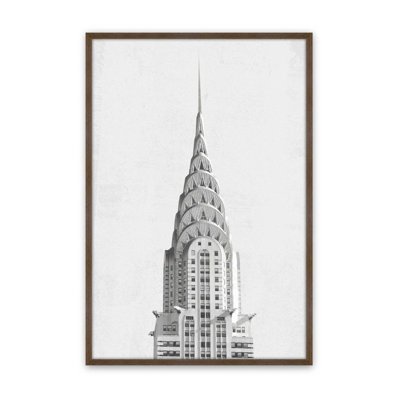 «Chrysler Building NYC», reproduction d'art, Brun, H 49,5 po x l 33,5 po, Papier avec cadre ouvert sans passe-partout