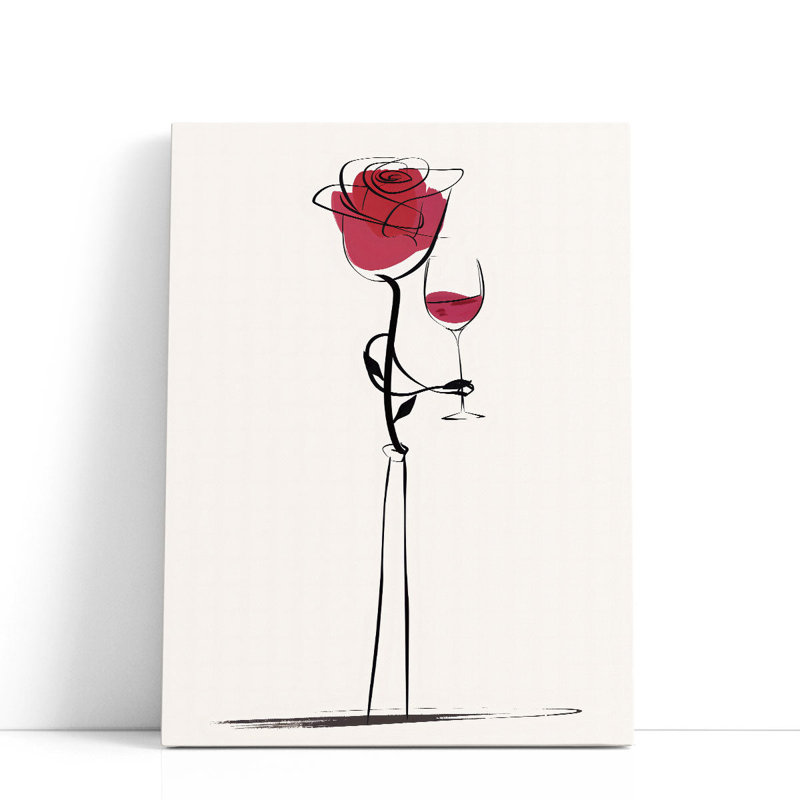 Vin rose noir et blanc - reproduction d'art sur toile, H 24 po x l 18 po