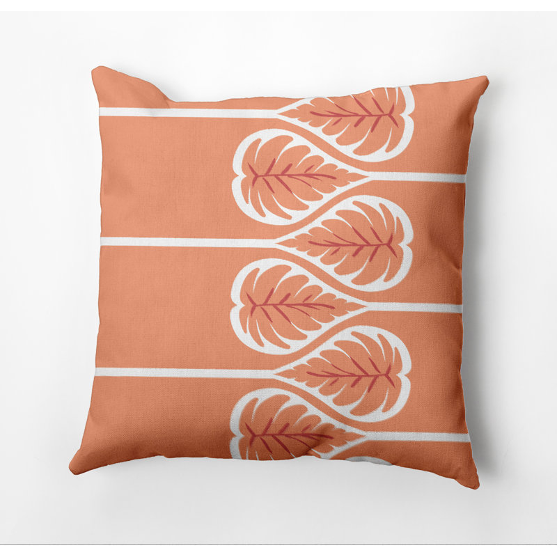 Housse de coussin d'extérieur carré Botanical Blooms, 18 po x 18 po, Corail