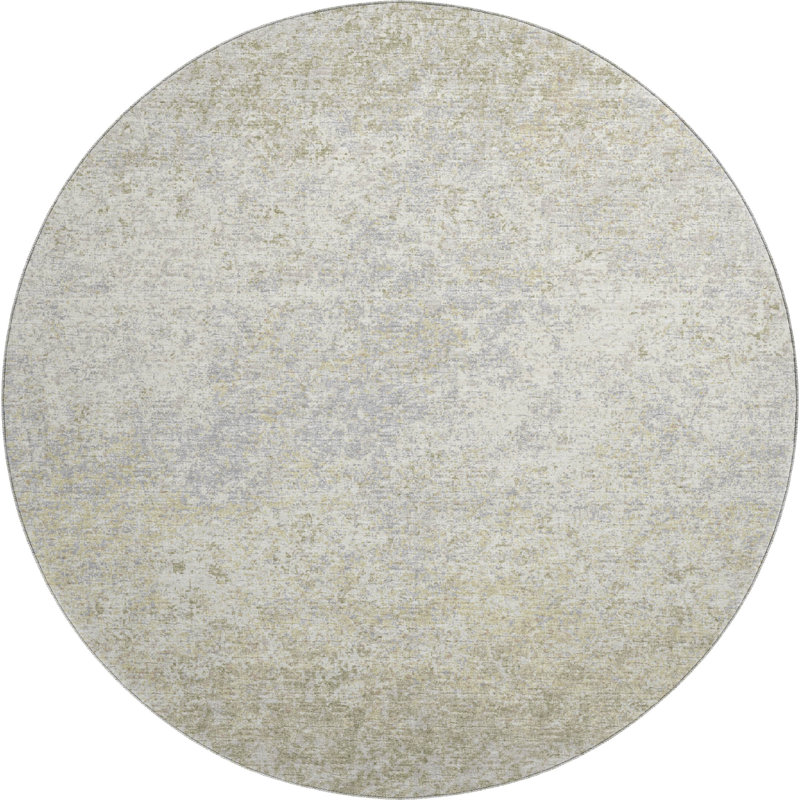 Tapis beige de qualité supérieure lavable à la machine Euriah, Rond 8 pi