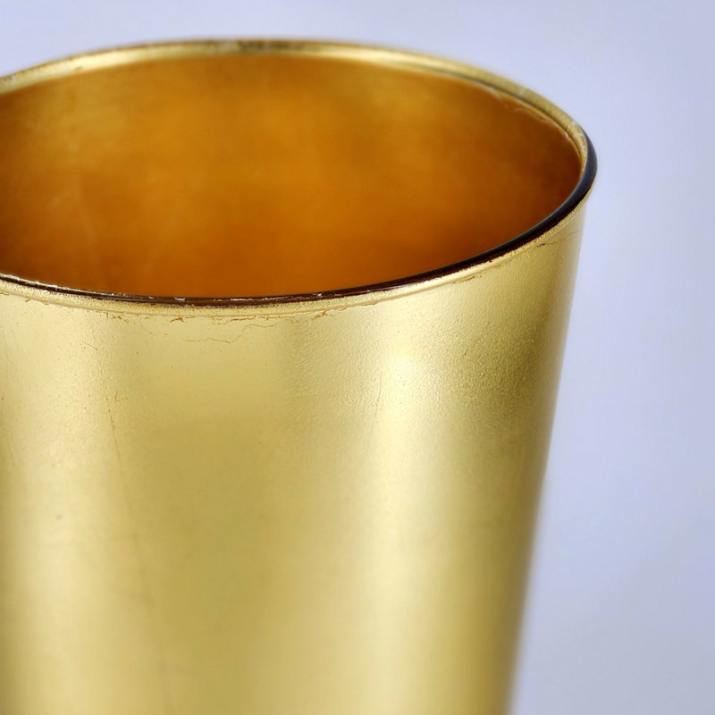 IRIS Solid Gilded Glass Taper Vase, Gold, Overall Height - 11.75''