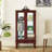 Lighted Curio Display Cabinet With Adjustable Shelves, Mirrored Back Panel, And Tempered Glass Doors For Elegant Storage And Display-467864287