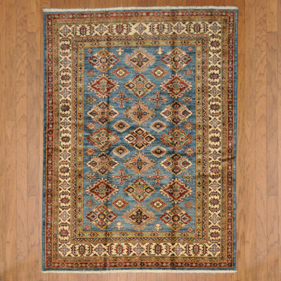Bungalow Rose Hand-Knotted Afghan Mamluk Wool Rug