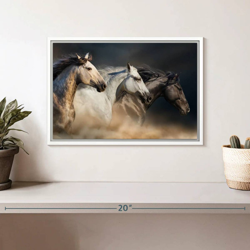 Chevaux magnifiques, Cadre flottant blanc, 13 po x 9 po