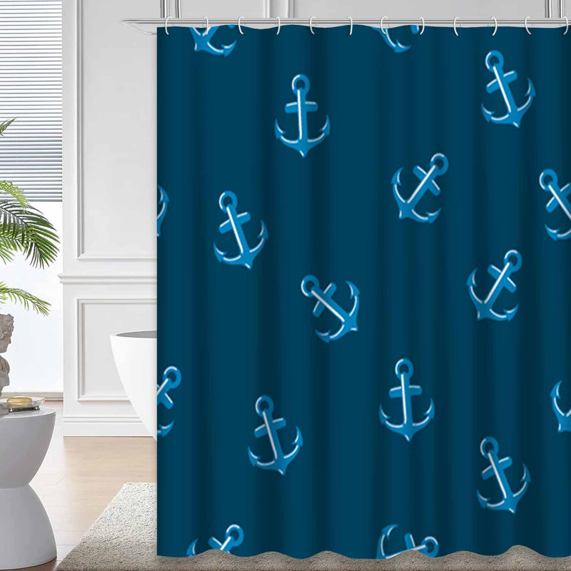 Rideau de douche imperméable à motif géométrique avec 12 crochets, L 72 po x l 72 po