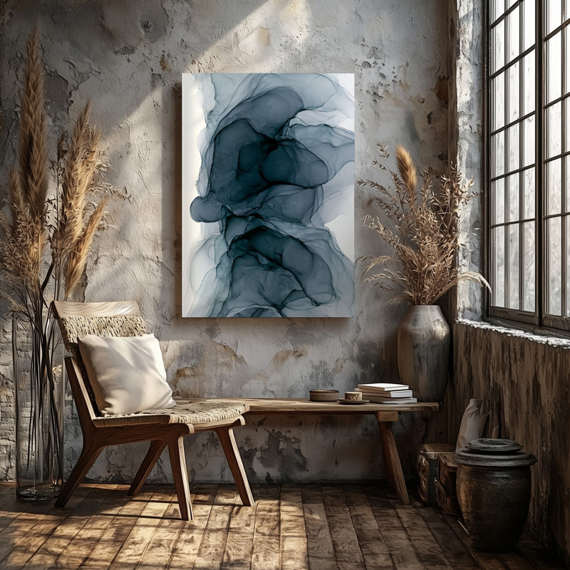 Reproduction d'art abstrait numérique sur toile, "Fumée éthérée", H 20 po x l 20 po
