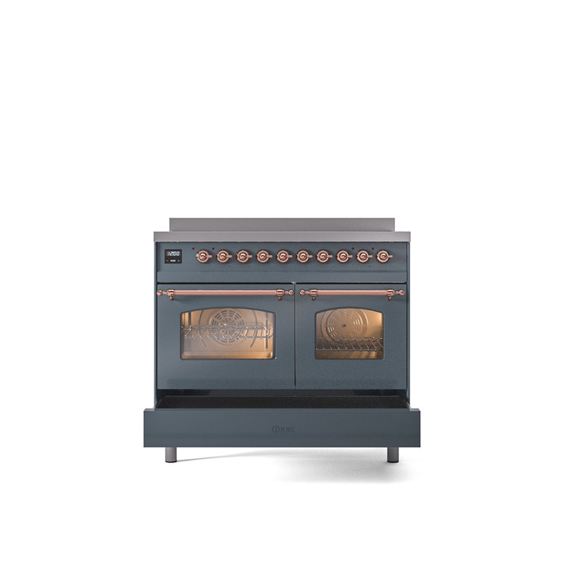 ILVE Nostalgie II 40 in Induction Range, Blue Gray/Copper
