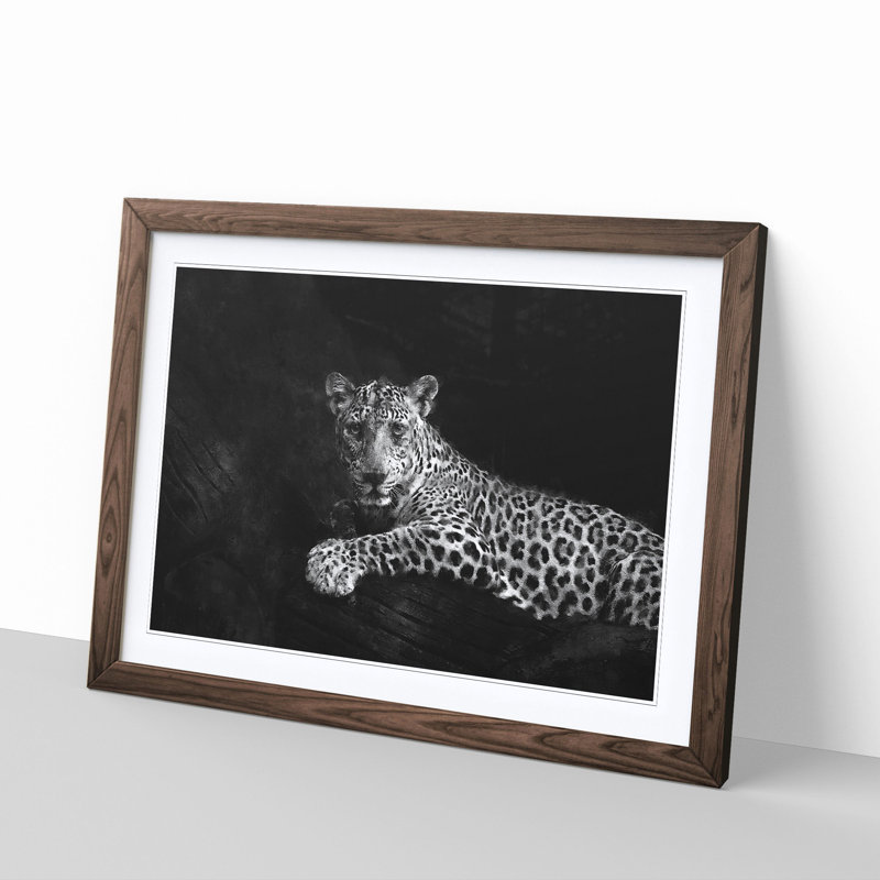 Leopard - Picture Frame Graphic Art Print, 62cm H x 87cm W x 2cm D, Walnut Framed