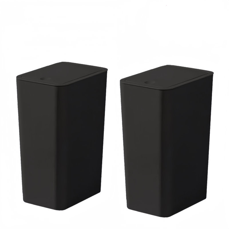 Black Plastic 2.6 Gallon Touch Top Trash Can Set