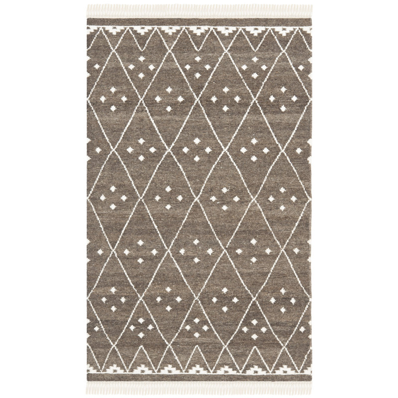 Manahan Geometric Wool Hand Woven Area Rug, Rectangle 91 x 152cm